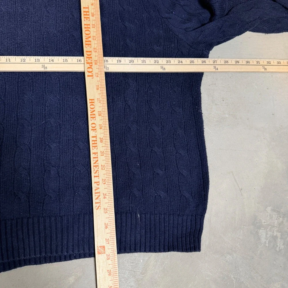 Polo Ralph Lauren Mens XXL Navy Blue Cable Knit Crewneck Sweater Pony Logo